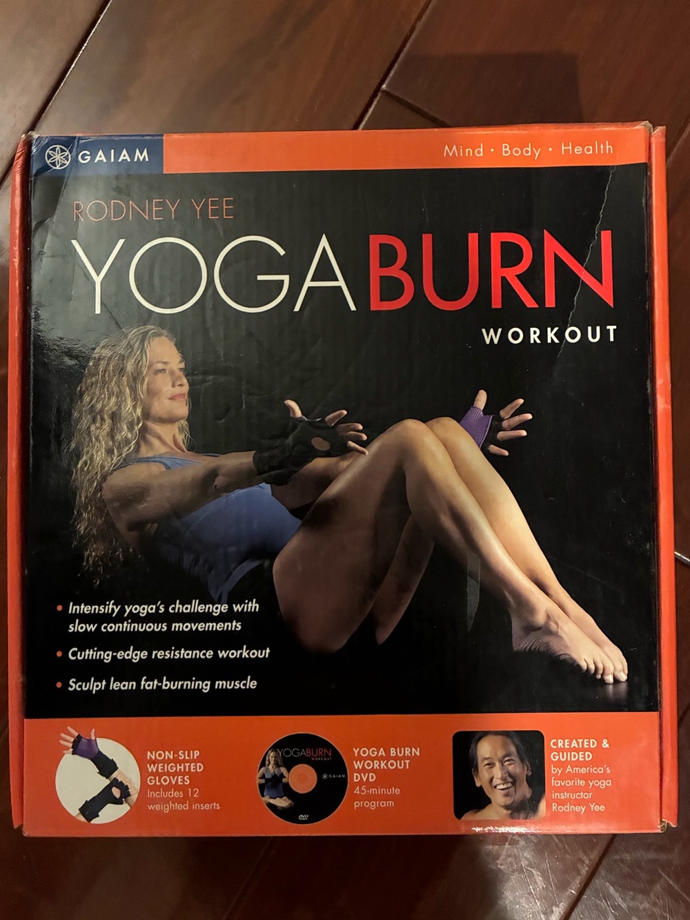 Gaiam YogaBurn workout DVD and weighted gloves set by Rodney Yee